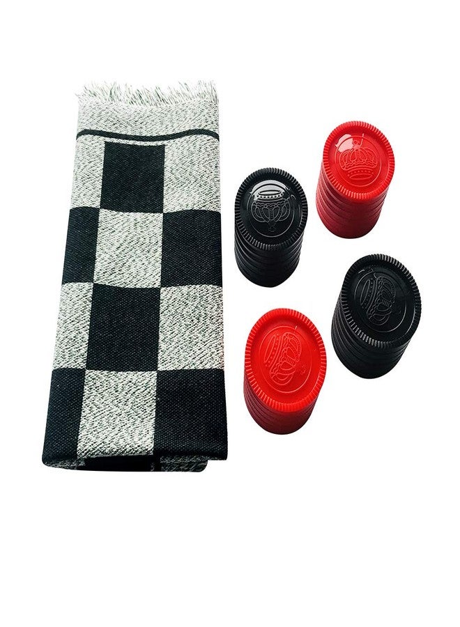 Yuanhe Gaint Checkers Game Set - Large 3 in 1 Checkers Including Tic Tac Toe with Reversible Rug, Calssic Indoor Outdoor Yard Games for Family - Image 5